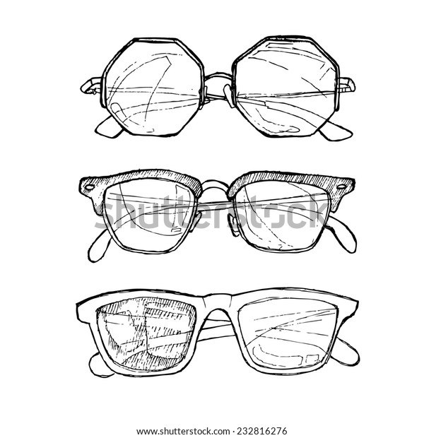 Hand Drawn Illustration Sunglasses Line Art Stock Illustration 232816276