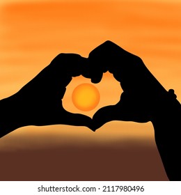 Hand drawn illustration of sunset - Powered by Shutterstock