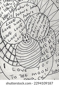 Hand drawn illustrations with geometric forms and flower shapes 