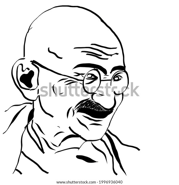 Hand Drawn Image Mahatma Gandhi Bright Stock Illustration 1996936040 ...