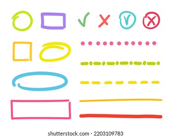 Hand drawn infographic elements on isolated white background. Colored set of sketchy signs. Hand drawn simple symbols - Powered by Shutterstock