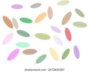 Hand drawn leaf display in different colors on white background illustration