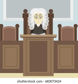 Judge Law Character Sitting Desk Hammer Stock Vector (Royalty Free ...