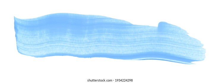 Hand Drawn Light Blue Brushstroke Swash. Paint Swatch Smear Isolated On White Background. Stain Splash Art Stroke. Abstract Acrylic Splatter. Hand Painted Ink Clipart