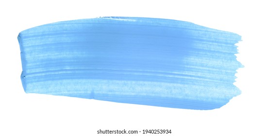 Hand Drawn Light Blue Brushstroke Swash. Paint Swatch Smear Isolated On White Background. Stain Splash Art Stroke. Abstract Acrylic Splatter. Hand Painted Ink Clipart