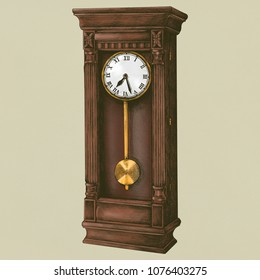 Hand Drawn Longcase Clock Retro Style