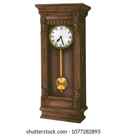 Hand Drawn Longcase Clock Retro Style