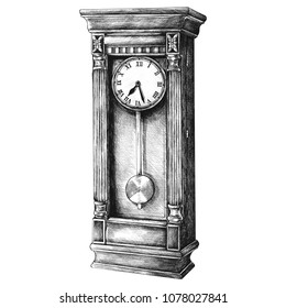 Hand Drawn Longcase Clock Retro Style