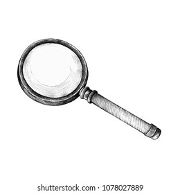 Hand Drawn Magnifying Glass Retro Style