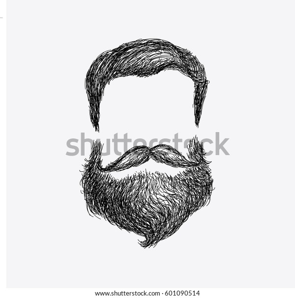 Hand Drawn Mens Beard Haircut Trendy Stock Illustration 601090514 ...