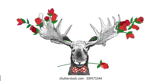 happy valentines day moose clipart