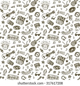 Hand Drawn Music Seamless Background Pattern