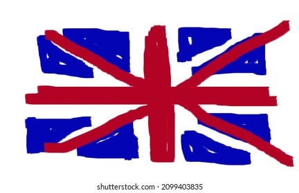 Hand Drawn National Flag Of The United Kingdom (UK) Aka Union Jack