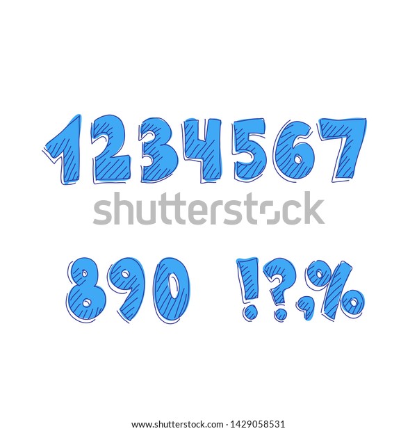 Hand Drawn Number Set Illustration Isolated Stock Illustration