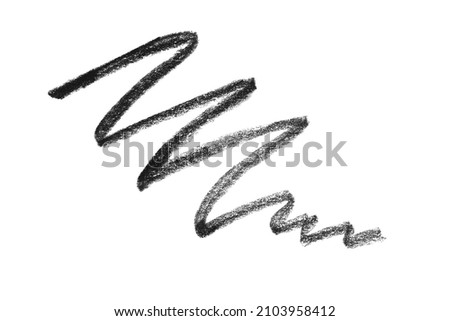 Hand drawn pencil scribble on white background, top view