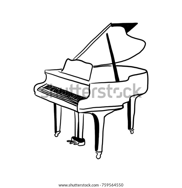 Hand Drawn Piano Stock Illustration 759564550