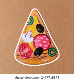 Hand drawn pizza on craft paper - Powered by Shutterstock