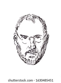 Hand drawn portrait of Steve Jobs