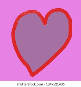 Hand Drawn Red Heart Image And Pink Background Valentines Day Concept Free Copy Space For Making Valentines Day Card