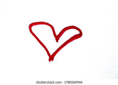 Hand drawn red heart white background 
