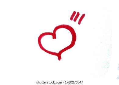 Hand drawn red heart white background 
