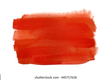 Hand Drawn Red Watercolor Rectangle On White Background