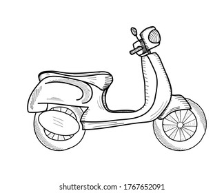 Hand Drawn Scooter Moped Sketch Side Stock Illustration 1767652091 ...