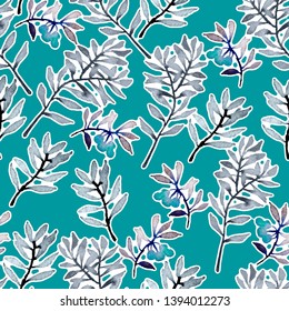 Hand drawn seamless pattern with berries and leaves. - Shutterstock ID 1394012273