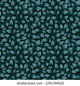Hand drawn seamless pattern with mint leaves, peppermint, spicy herbs, kitchen texture. Doodle cooking ingredient for design package tea, wallpaper, cosmetics, textile, natural organic product.