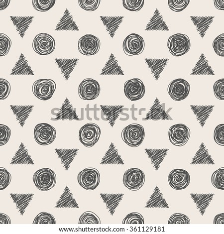 Hand drawn seamless pattern with pensil triangle