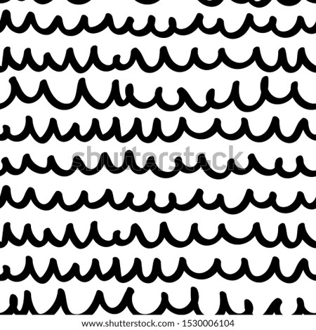 Hand drawn seamless pattern. Scrapbook elements doodle style. Curly lines and waves isolated on white background.For gift wrapping,textile,blog,banner,poster,website,wallpapers 