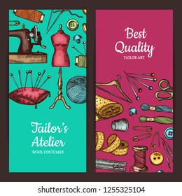  Hand Drawn Sewing Elements Flyer Templates For