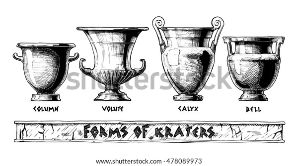 Hand Drawn Sketch Ancient Greek Vases Stock Illustration 478089973