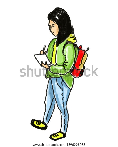 Hand Drawn Sketch Cartoon Character Young Stock Illustration