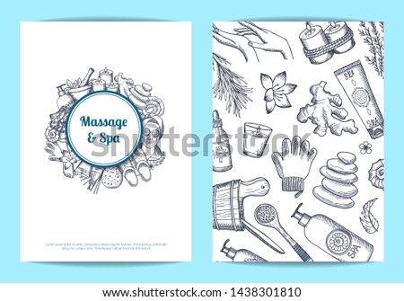 hand drawn spa elements card, flyer or brochure template illustration