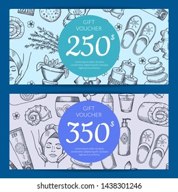 hand drawn spa elements discount or gift card voucher templates illustration - Powered by Shutterstock