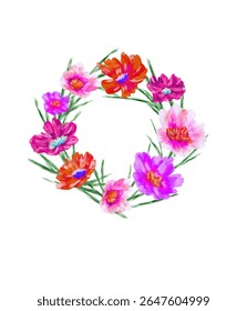 Corona floral primavera dibujada