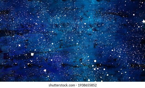 hand drawn starry sky. watercolor illustration.