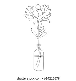 内部デザイン用の花瓶に手描きの輪郭花 牡丹図 カード 招待状 Diyプロジェクト ウェブサイト その他のデザインのテクスチャとして使用できます の イラスト素材 Shutterstock