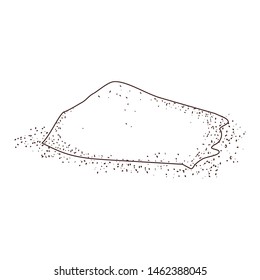 Hand drawn Sugar or salt heap. Isolated on white background. Engraving style illustration.
