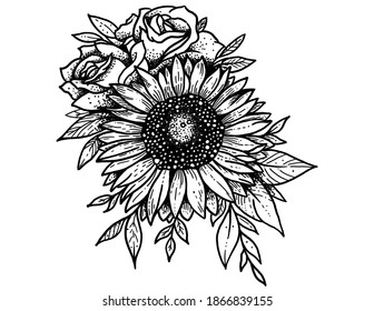 Saidali Rushisvili: Sunflowers And Roses Tattoo Drawing / 18 Memorable ...