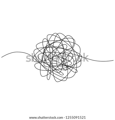 Hand drawn tangle of tangled thread. Sketch spherical abstract scribble shape. illustration isolated on white background