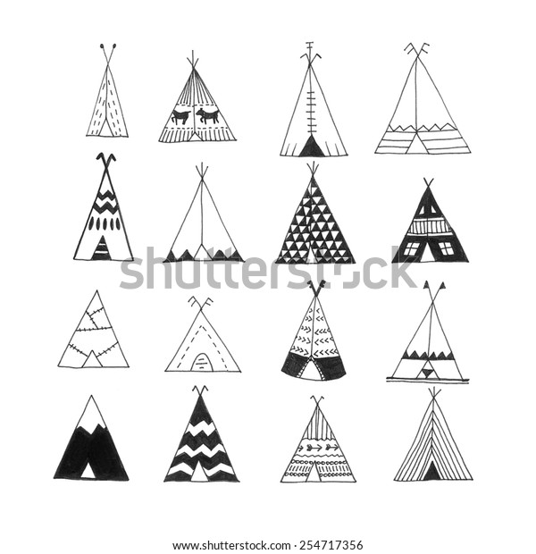 Hand Drawn Tepees Stock Illustration 254717356 | Shutterstock