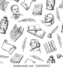 hand drawn theatre elements pattern or background illustration