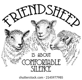 Hand Drawn Three Sheep Witty Slogan Stock Illustration 2145977985 ...