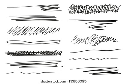 Hand Drawn Underlines On White Abstract Stock Illustration 1338530096