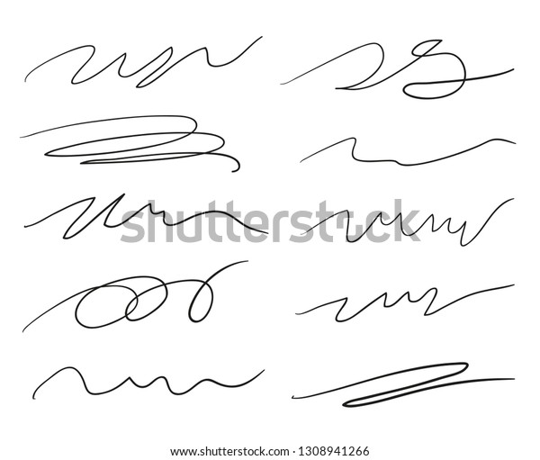 Hand drawn\
underlines on white. Abstract backgrounds with array of lines.\
Stroke chaotic patterns. Black and white illustration. Sketchy\
elements for posters and\
flyers