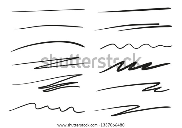 Hand drawn underlines on white. Abstract\
backgrounds with array of lines. Stroke chaotic patterns. Black and\
white illustration. Sketchy\
elements