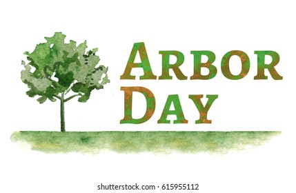 Hand Drawn Watercolor Arbor Day Card