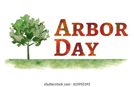 Hand Drawn Watercolor Arbor Day Card